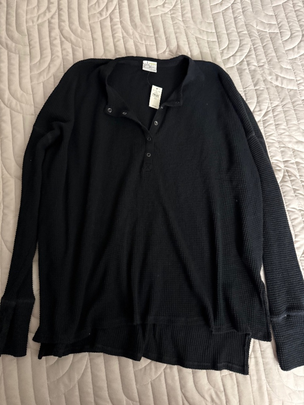 Nwt black Aerie waffle Henley top